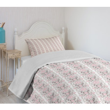 Floral Botany in Pastel Tone Bedspread Set