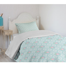 Intricate Pastel Flowers Bedspread Set