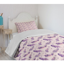 Feathers Paint Blots Bedspread Set