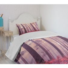 Trees Foggy Sunlight Bedspread Set