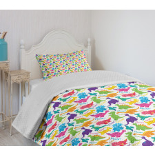 Wild Dinosaur Cartoon Bedspread Set