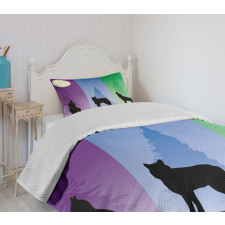 Wolf at Night Howling Bedspread Set