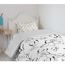 Monochrome French Hats Bedspread Set