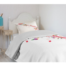 Colorful Notes Butterfly Bedspread Set