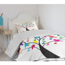 Tree with Notes Happiness Bedspread Set