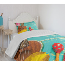 Hawaiian Summer Ukulele Bedspread Set