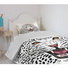 Angry Wild Leopard Bedspread Set