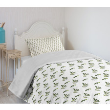 Repetitive Leaves and Sprigs Bedspread Set