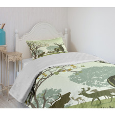 Deer and Nature Park Bedspread Set