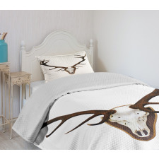 Deer Stag Bones Mounted Bedspread Set