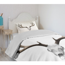 Deer Skull Skeleton Bedspread Set