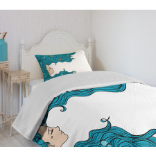 Girl Oceanic Hairstyle Bedspread Set