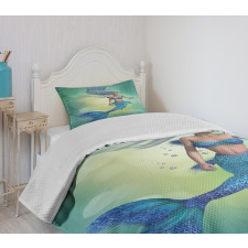 Mermaids Swimming Bedspread Set