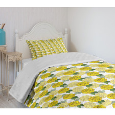 Graphical Spring Flowers Bedspread Set