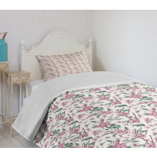 Vintage Blossoms Butterflies Bedspread Set