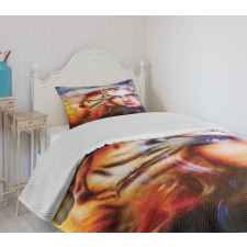 Tiger and Lion Head Bedspread Set