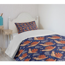 Leaves Polka Dots and Snails Bedspread Set