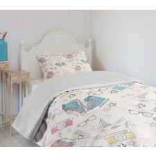 Grunge Halloween Birds Bedspread Set