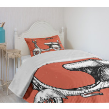 Scooter Bicycle Sign Bedspread Set