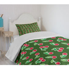 Fresh Fruits on Zigzag Art Bedspread Set