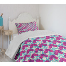 Swirl Wave Style Vivid Motifs Bedspread Set