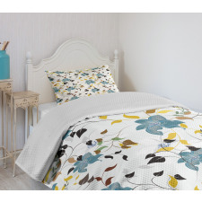 Colorful Flowers Leaf Bedspread Set