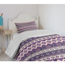 Purple Art Tribal Triangles Bedspread Set