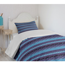 Zigzags Diamond Shapes Strips Bedspread Set