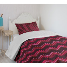 Ethnic Chevrons in Warm Tones Bedspread Set