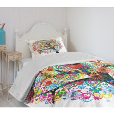 Blooming Flowers Heart Bedspread Set