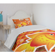 Cartoon Goldfish Bubble Bedspread Set