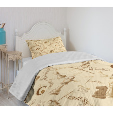 Retro Chess Game Pieces Bedspread Set