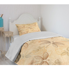 Vintage Birds Dragonflies Bedspread Set