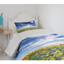 Flowers Cloudy Sky Bedspread Set