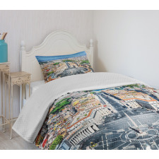 Square in Rome Cityscape Bedspread Set