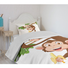 Monkey with Banana Tree Bedspread Set