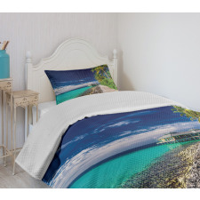 Beach Palm Trees Sky Bedspread Set