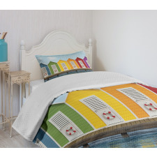 Colorful Cabins Sea Bedspread Set