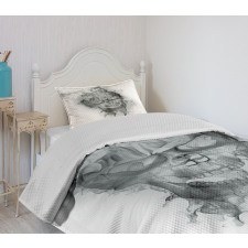 Smoky Skull Grungy Art Bedspread Set