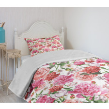 Peonies and Roses Bedspread Set