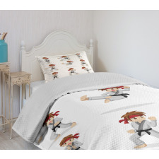 Martial Arts Boy Cartoon Bedspread Set