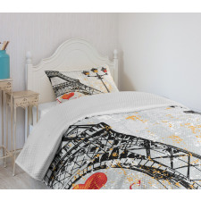 Grunge Eiffel Europe Bedspread Set