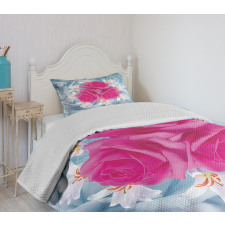 Graphic Roses and Lilies Bedspread Set