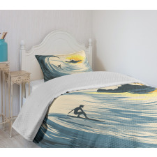 Cloudy Tropical Island Bedspread Set