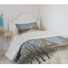 Snowy Paris City View Bedspread Set