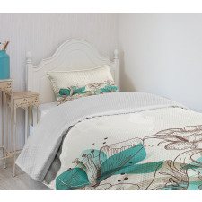 Retro Hibiscus Art Bedspread Set