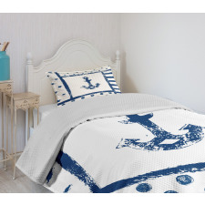 Grunge Boat Navy Theme Bedspread Set