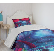 Mushrooms Vibrant Colors Bedspread Set