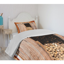 Barn with Firewood Rural Bedspread Set