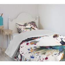 Lily Birds Watercolor Bedspread Set